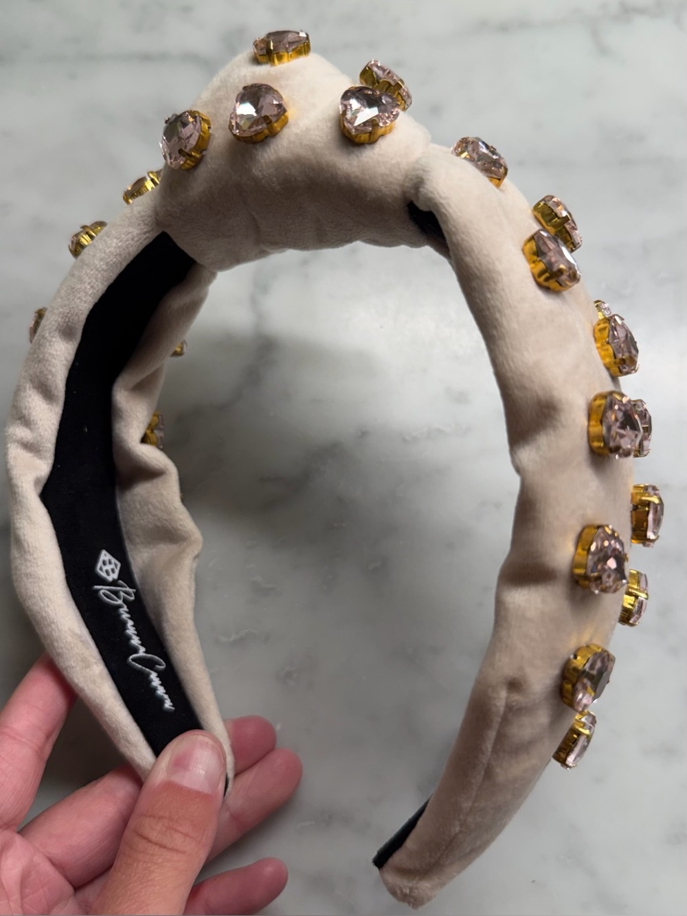 Brianna Cannon Blush Heart Crystal Headband | Like New